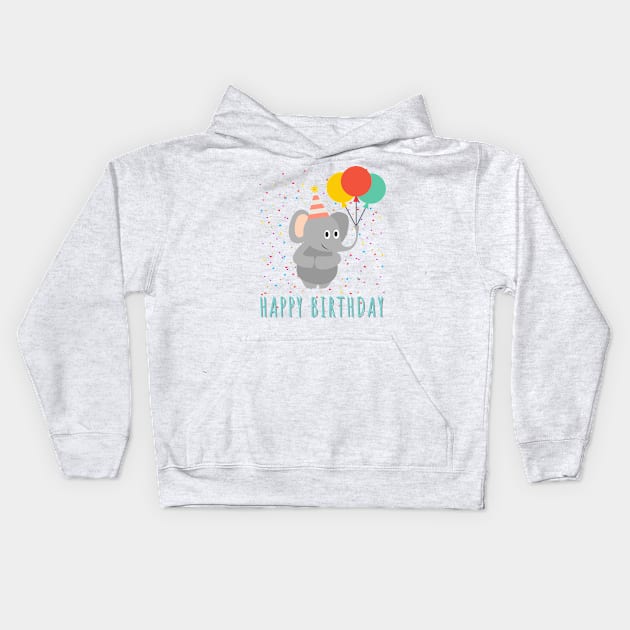 Happy Birthday || Cute Elephant Birthday Card Kids Hoodie by JessyCuba